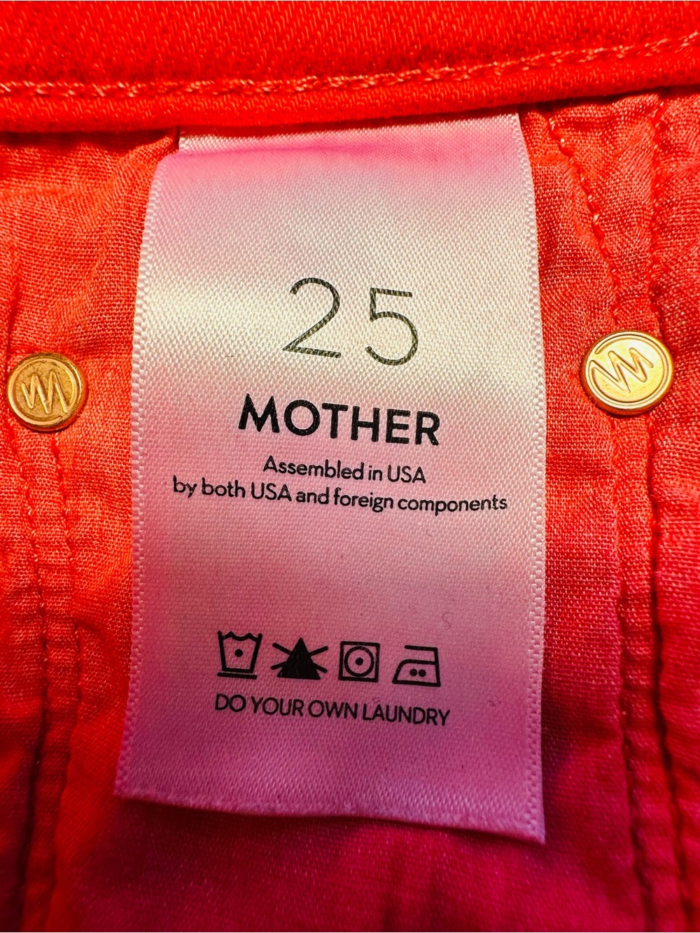 MOTHER Denim The Rambler Ankle Jeans Ribbon Red 25 High Rise Wide Straight Leg